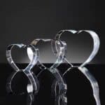Elegant crystal heart awards for recognition and achievement.
