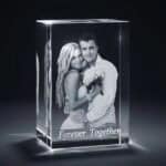 Crystal keepsake with engraved photo of a couple and "Forever Together" text.