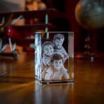 Custom 3D crystal photo block for memorable keepsakes.